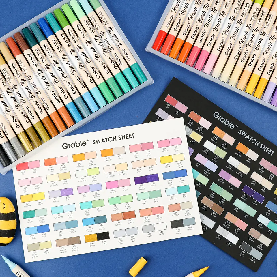 JUEGO DE 36 MARCADORES ACRÍLICOS PUNTA PINCEL DOBLE TONO 10