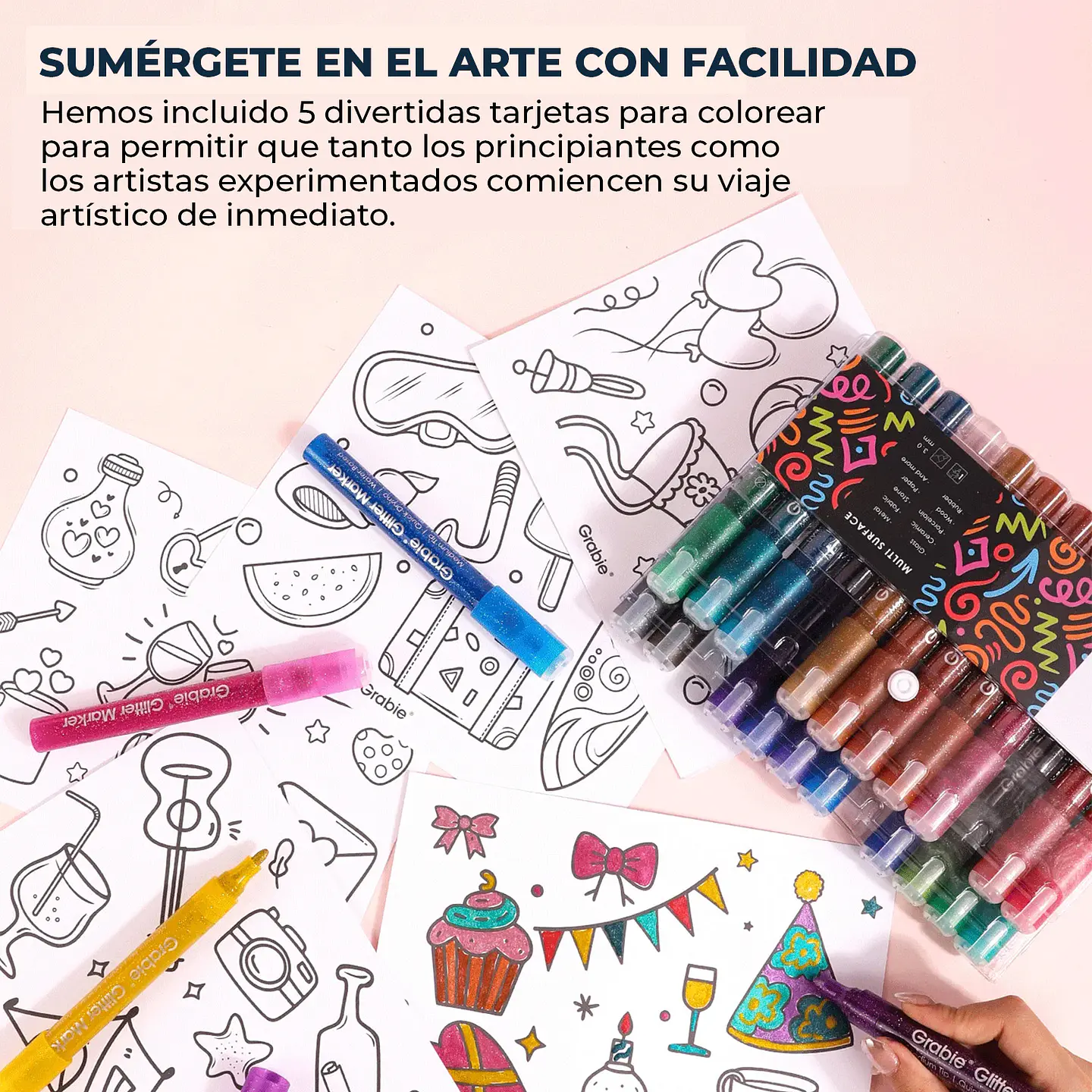 JUEGO DE 24 MARCADORES DE PINTURA ACRÍLICA CON GLITTER  7