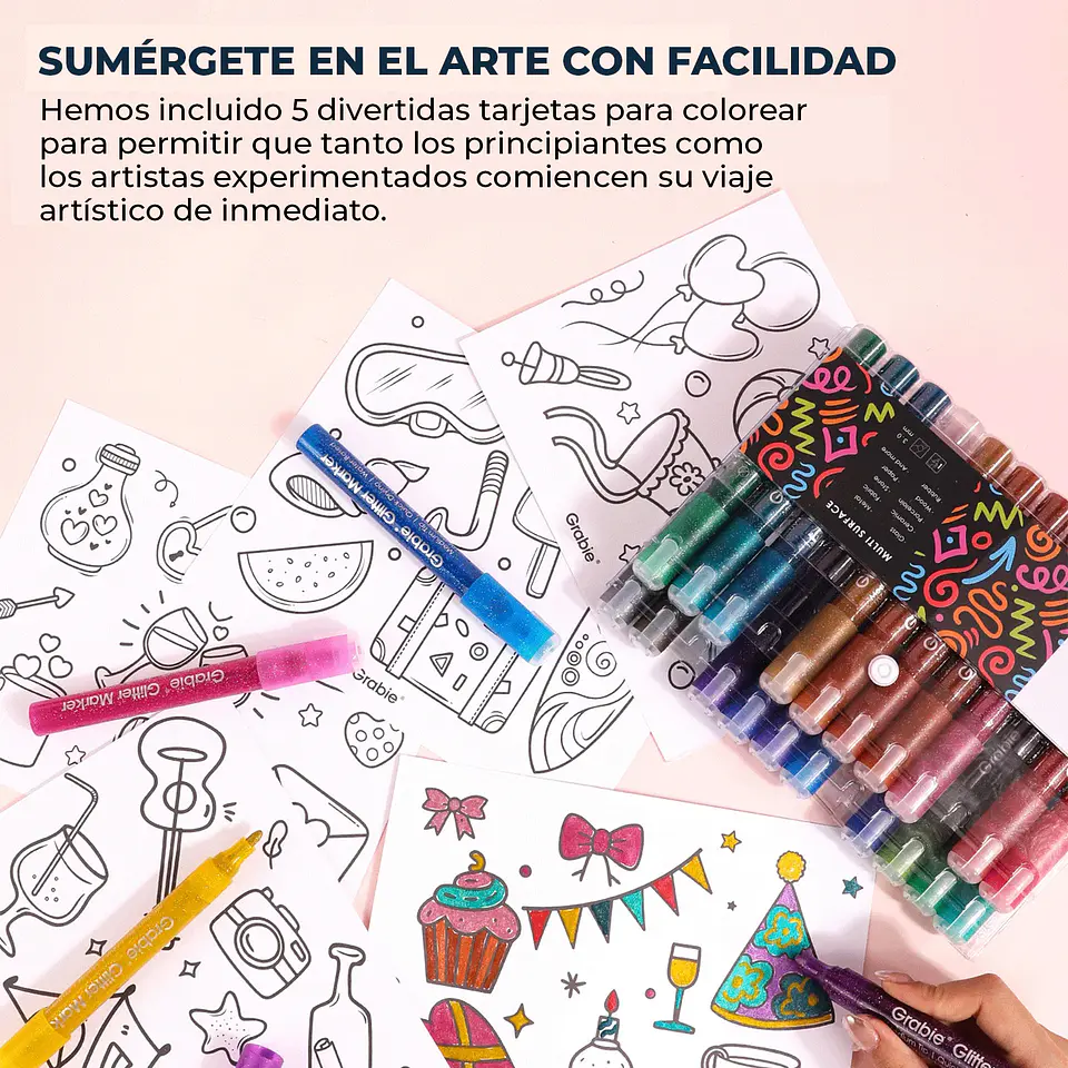 JUEGO DE 24 MARCADORES DE PINTURA ACRÍLICA CON GLITTER  7