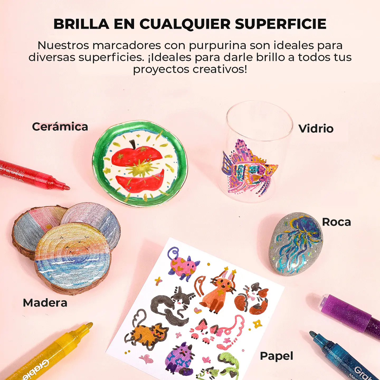 JUEGO DE 24 MARCADORES DE PINTURA ACRÍLICA CON GLITTER  8