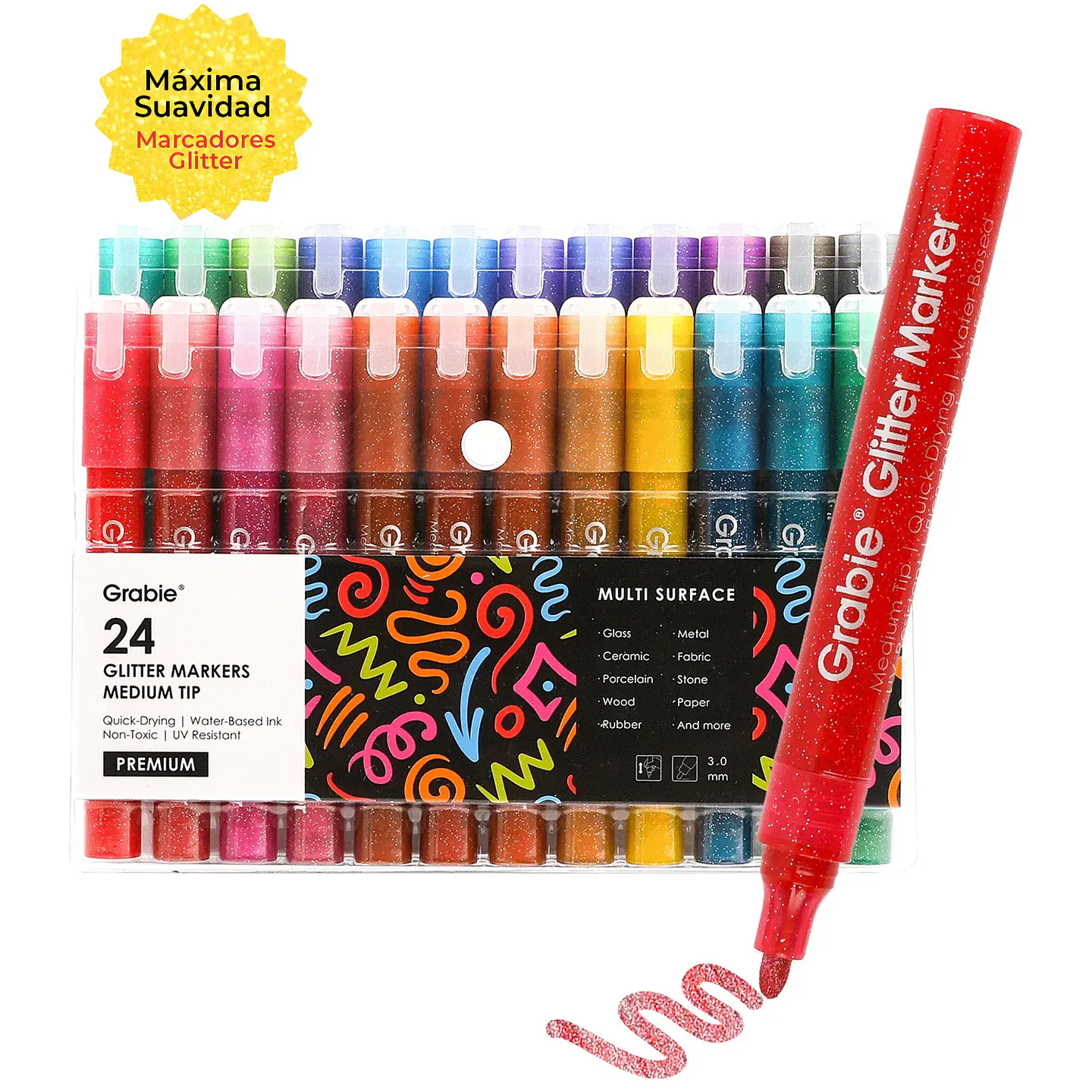 JUEGO DE 24 MARCADORES DE PINTURA ACRÍLICA CON GLITTER  1