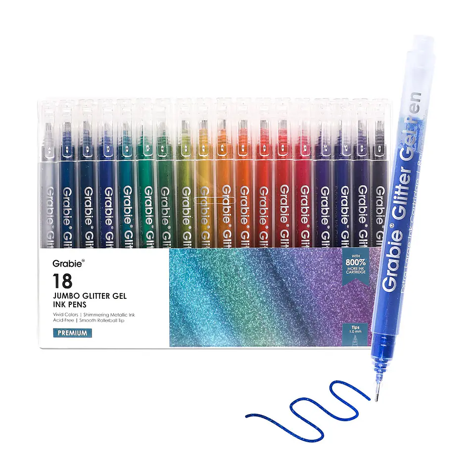 JUEGO DE 18 LÁPICES DE TINTA DE GEL CON GLITTER  6