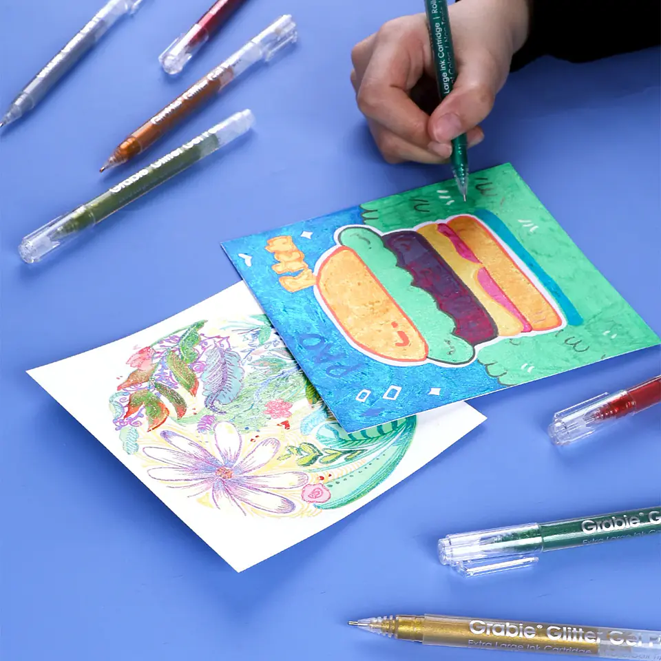 JUEGO DE 18 LÁPICES DE TINTA DE GEL CON GLITTER  8