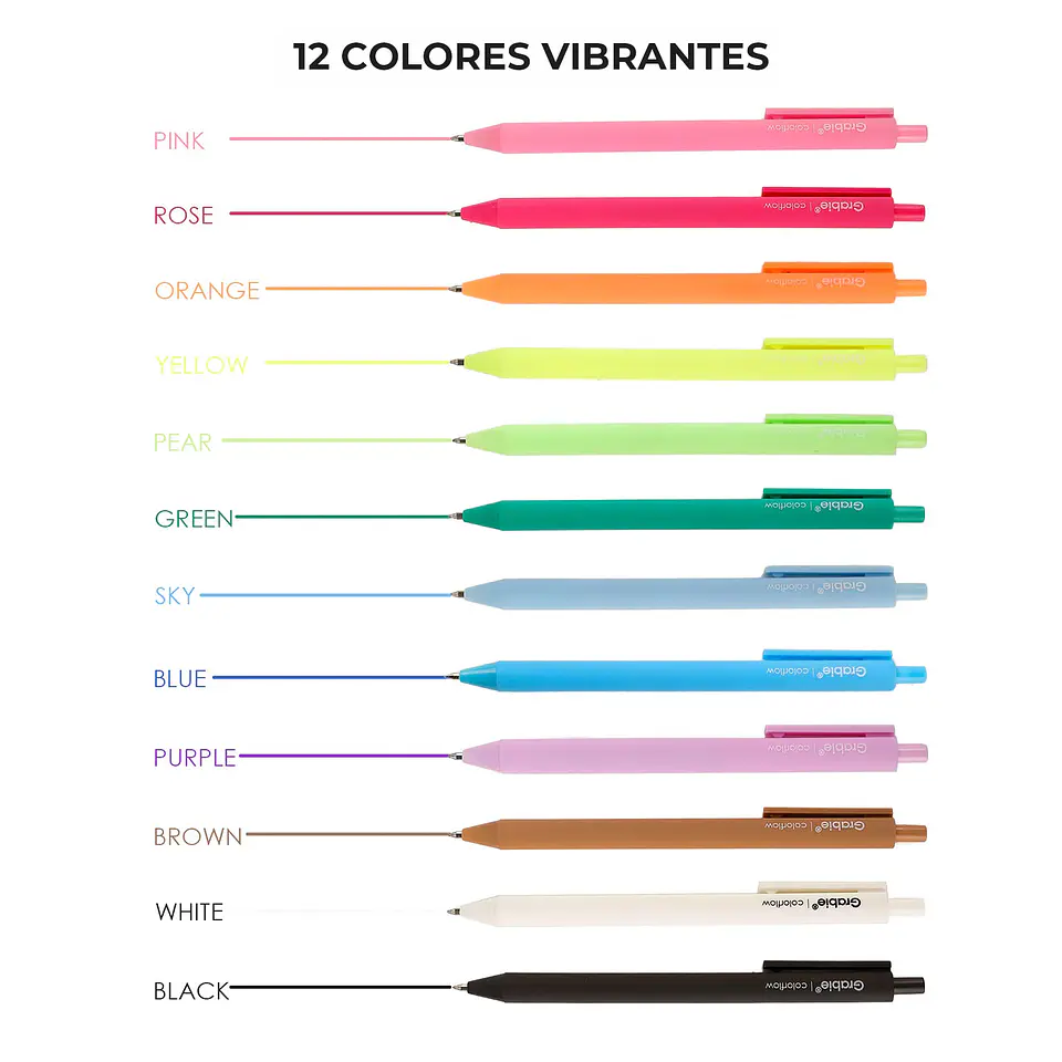 JUEGO 12 BOLÍGRAFOS RETRÁCTILES GEL ACRÍLICO COLORFLOW  2