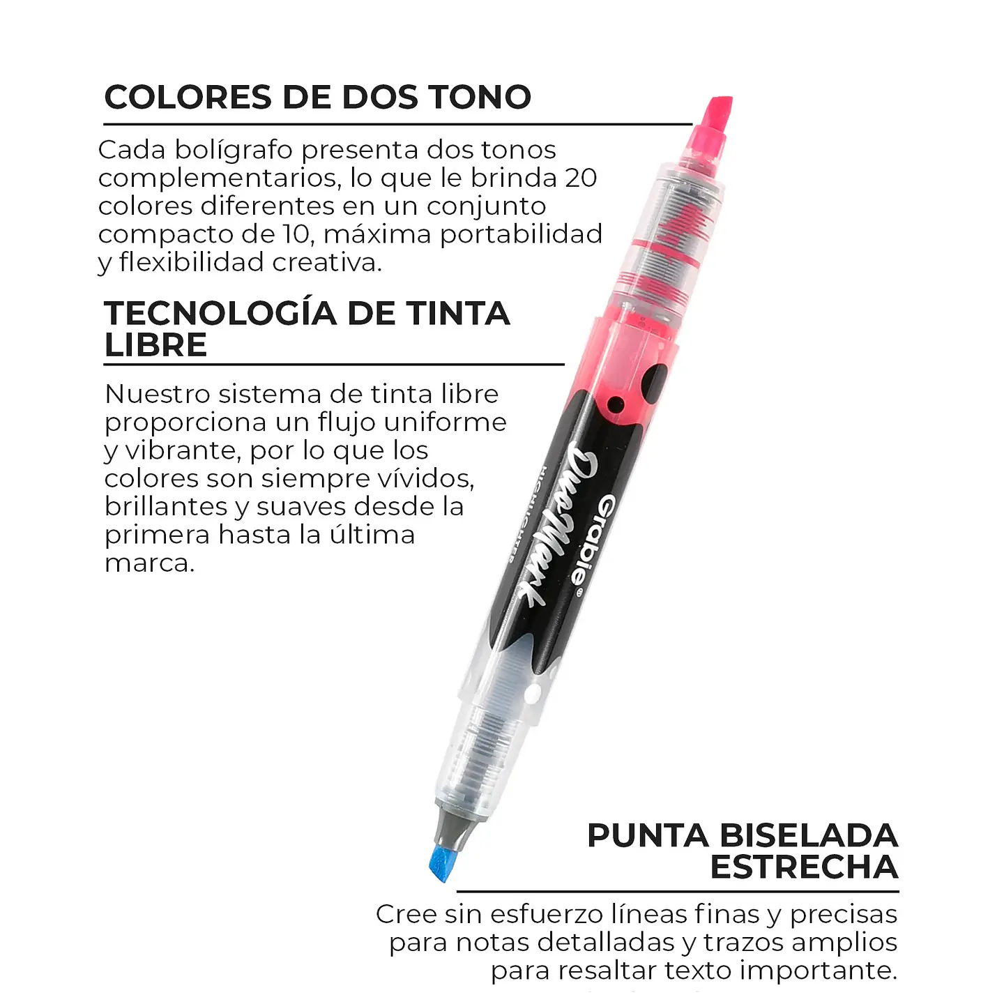 JUEGO DE 10 DESTACADORES DUOMARK (20 COLORES)  3