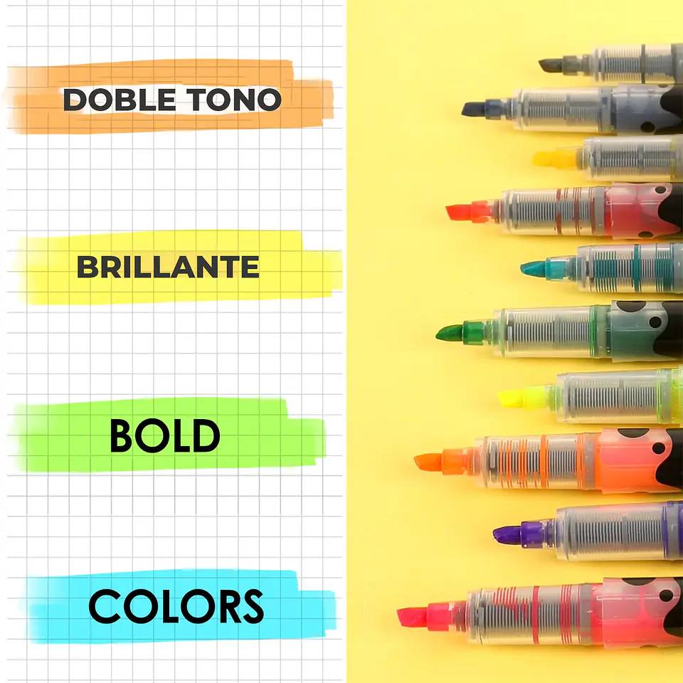 JUEGO DE 10 DESTACADORES DUOMARK (20 COLORES)  5