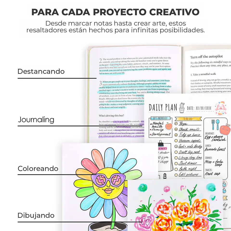 JUEGO DE 10 DESTACADORES DUOMARK (20 COLORES)  7