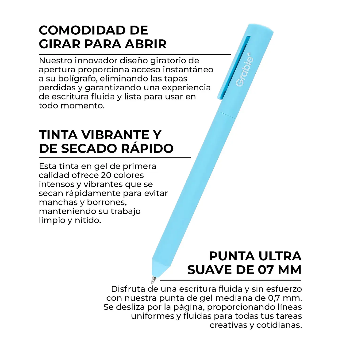 JUEGO DE 20 BOLÍGRAFOS DE GEL RETRÁCTILES DE COLORES  7