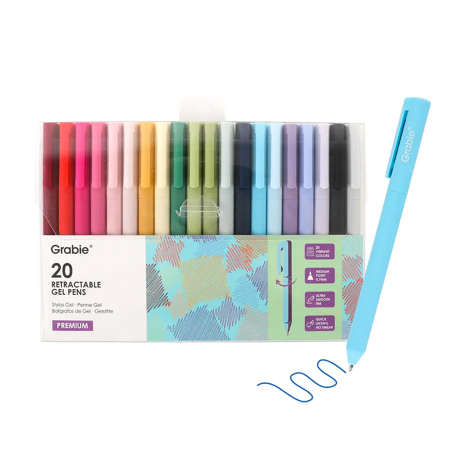JUEGO DE 20 BOLÍGRAFOS DE GEL RETRÁCTILES DE COLORES  1