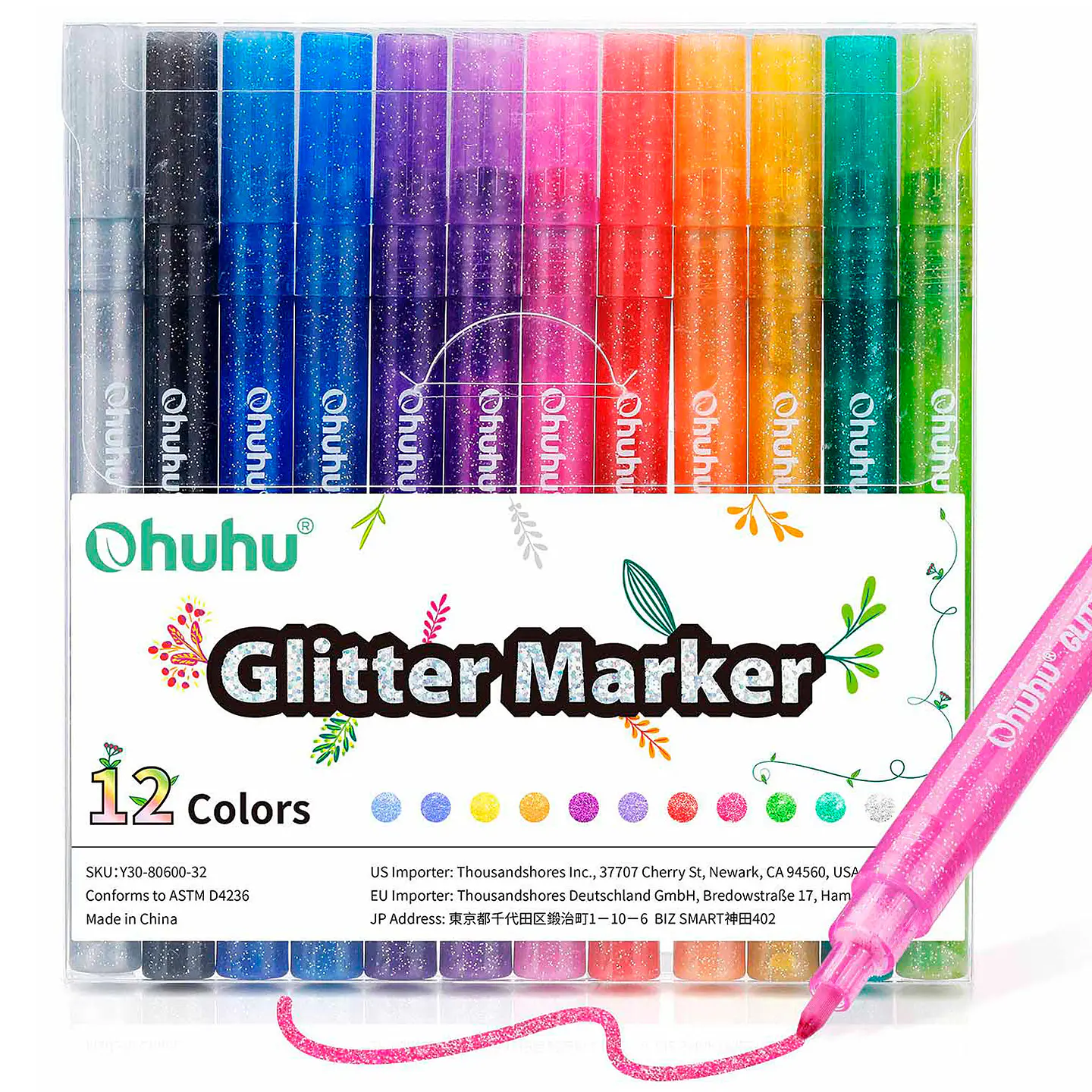 OHUHU MARCADORES GLITTER METÁLICOS CON PURPURINA 0.7 MM  1