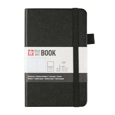 LIBRETA SKETCHBOOK SAKURA CON LINEAS 9X14 CM NEGRO 