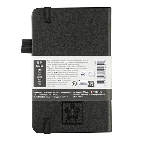 LIBRETA SKETCHBOOK SAKURA CON LINEAS 9X14 CM NEGRO 