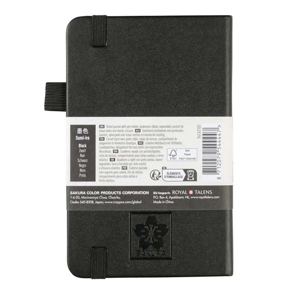 LIBRETA SKETCHBOOK SAKURA CON LINEAS 9X14 CM NEGRO  2