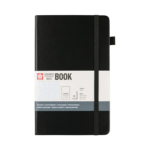 LIBRETA SKETCHBOOK SAKURA CON CUADROS 13X21 CM NEGRO 
