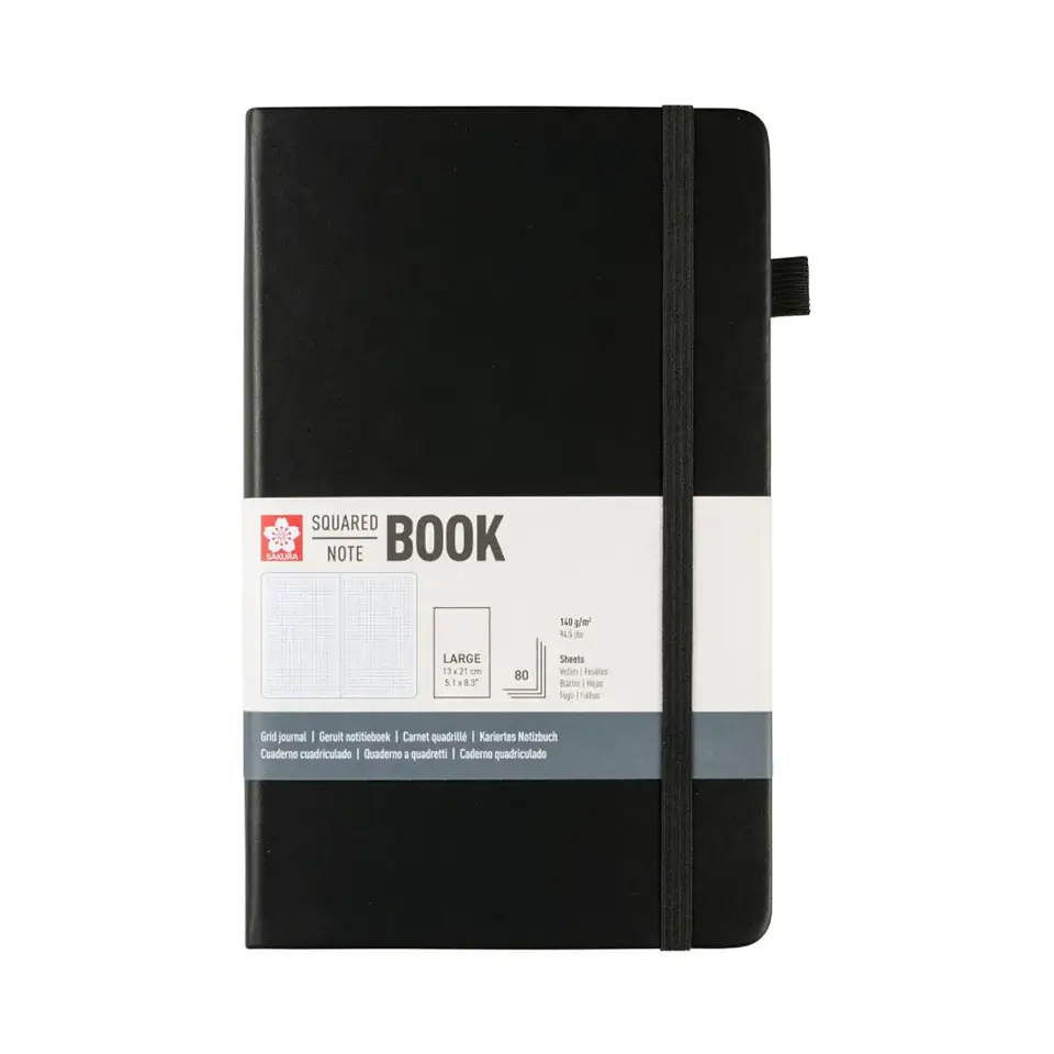 LIBRETA SKETCHBOOK SAKURA CON CUADROS 13X21 CM NEGRO  1