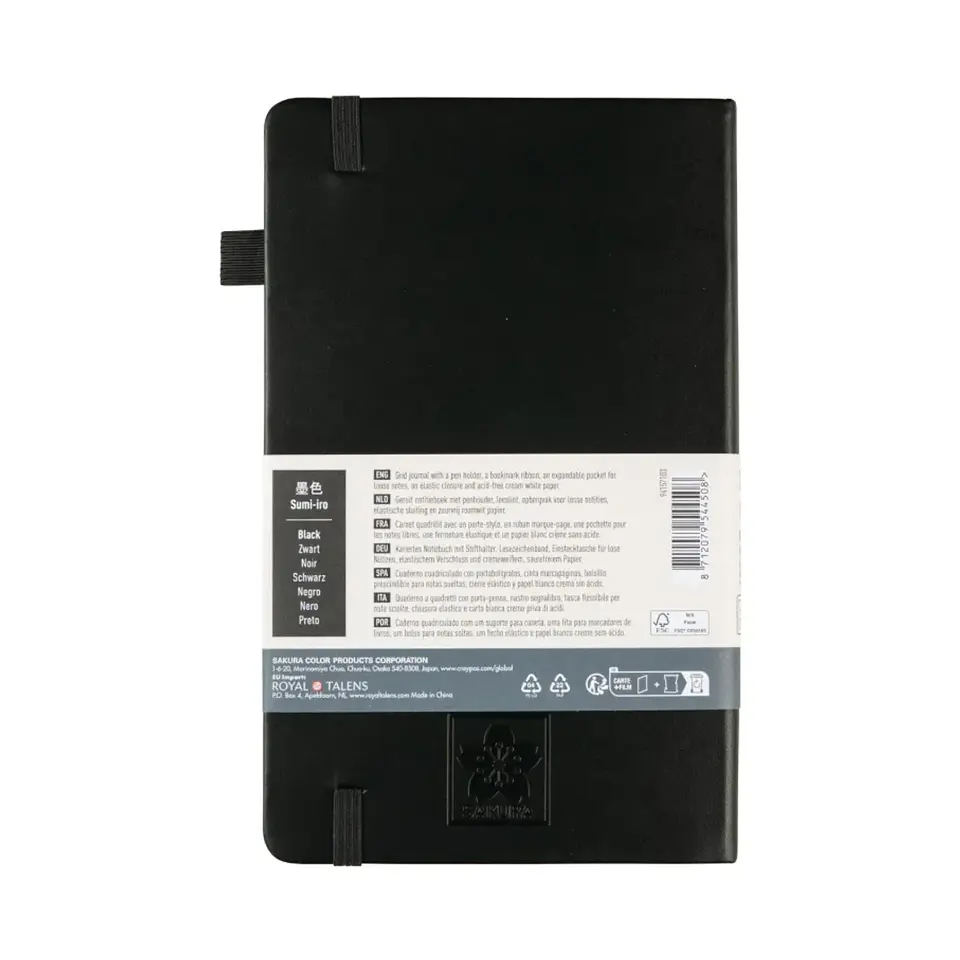 LIBRETA SKETCHBOOK SAKURA CON CUADROS 13X21 CM NEGRO  2