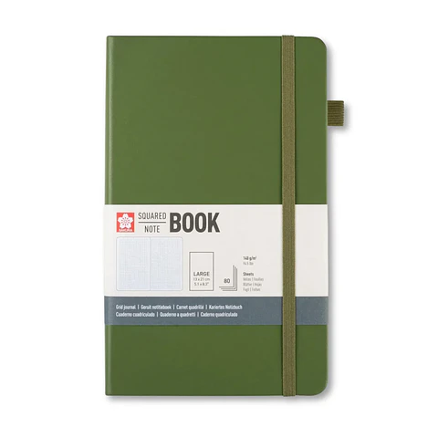 LIBRETA SKETCHBOOK SAKURA CUADROS 13X21 CM VERDE PINO 