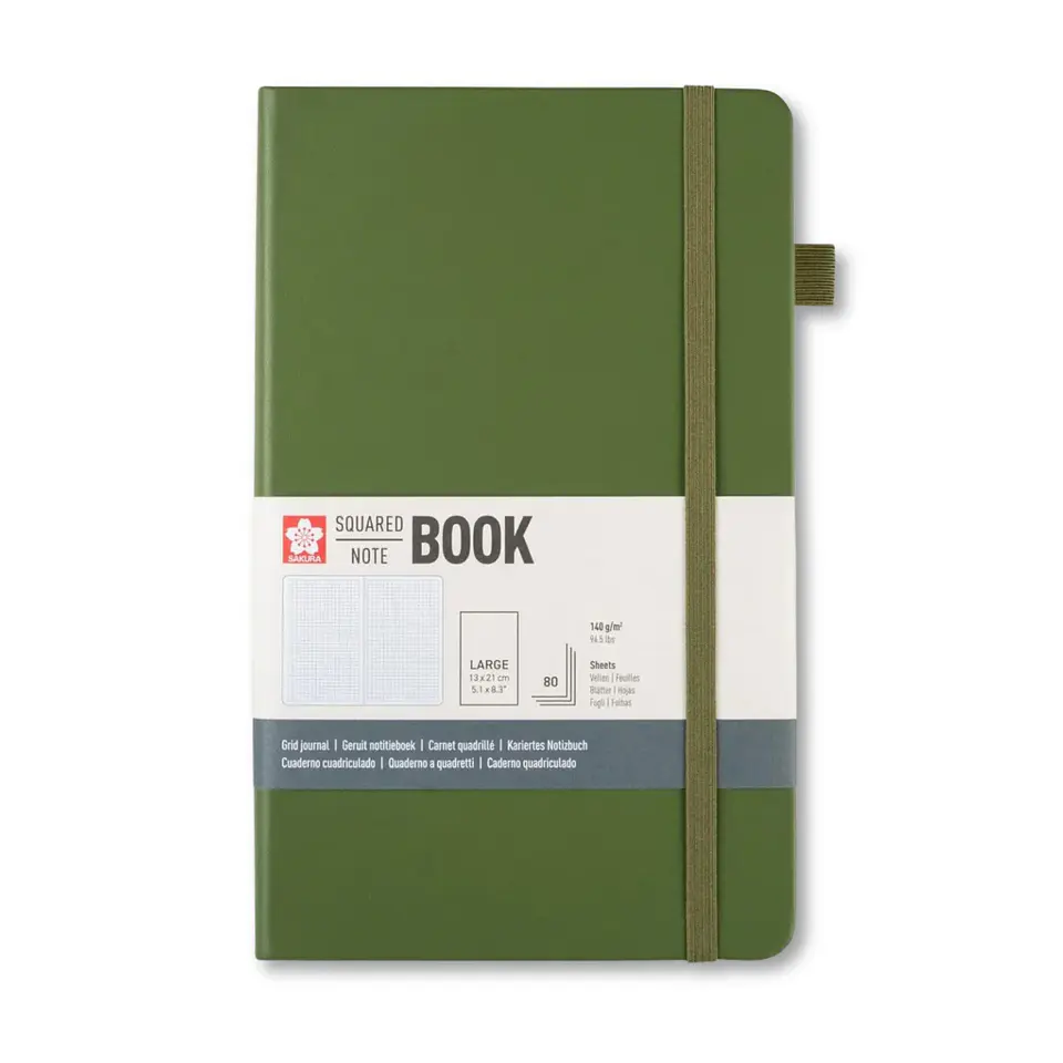 LIBRETA SKETCHBOOK SAKURA CUADROS 13X21 CM VERDE PINO  1