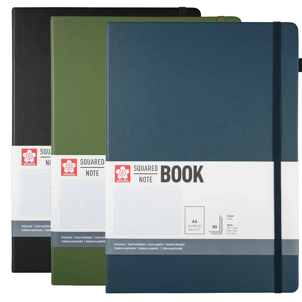 LIBRETA SKETCHBOOK SAKURA CON CUADROS 21X30 CM AZUL INDIGO  4
