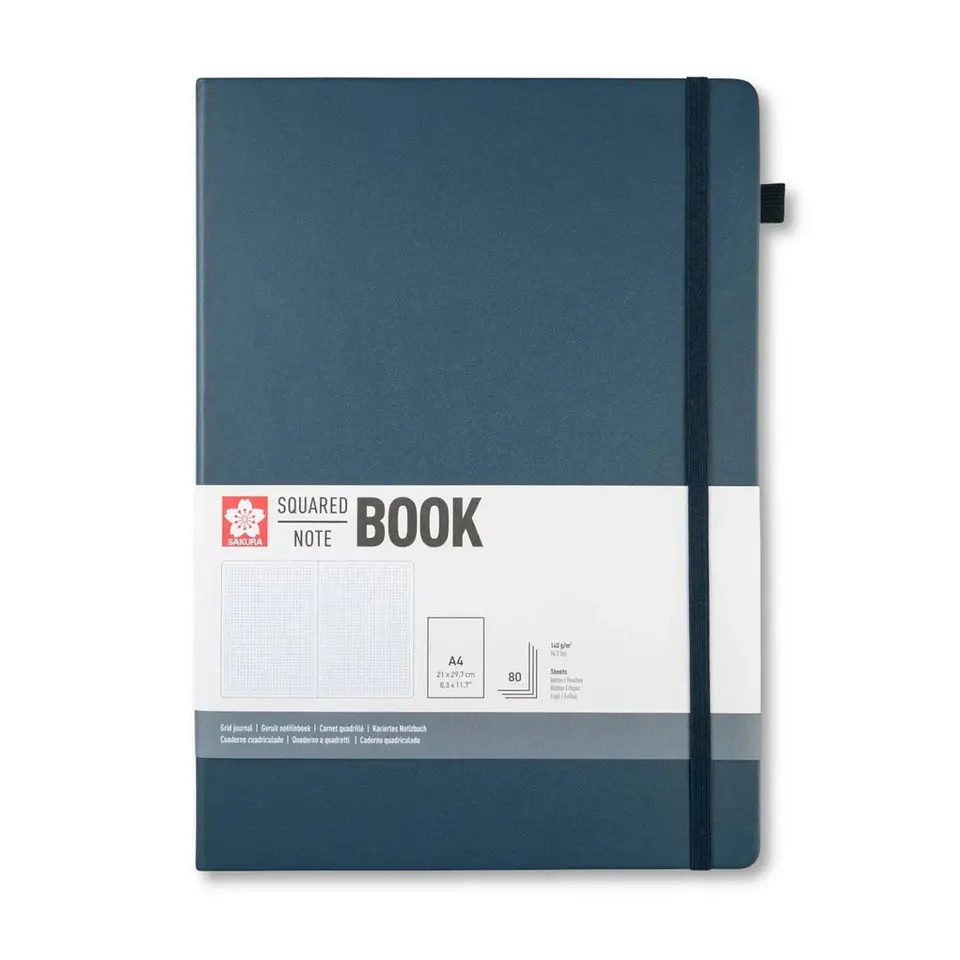 LIBRETA SKETCHBOOK SAKURA CON CUADROS 21X30 CM AZUL INDIGO  1