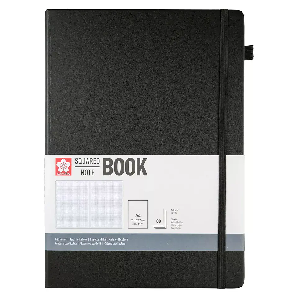 LIBRETA SKETCHBOOK SAKURA CON CUADROS 21X30 CM NEGRO  1