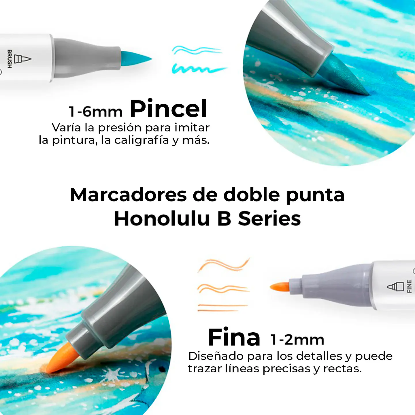 OHUHU 48 MARCADORES DE ALCOHOL PASTEL PINCEL Y FINA 3