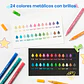OHUHU 24 MARCADORES GLITTER METÁLICOS PURPURINA PUNTA 0,7MM - Miniatura 4