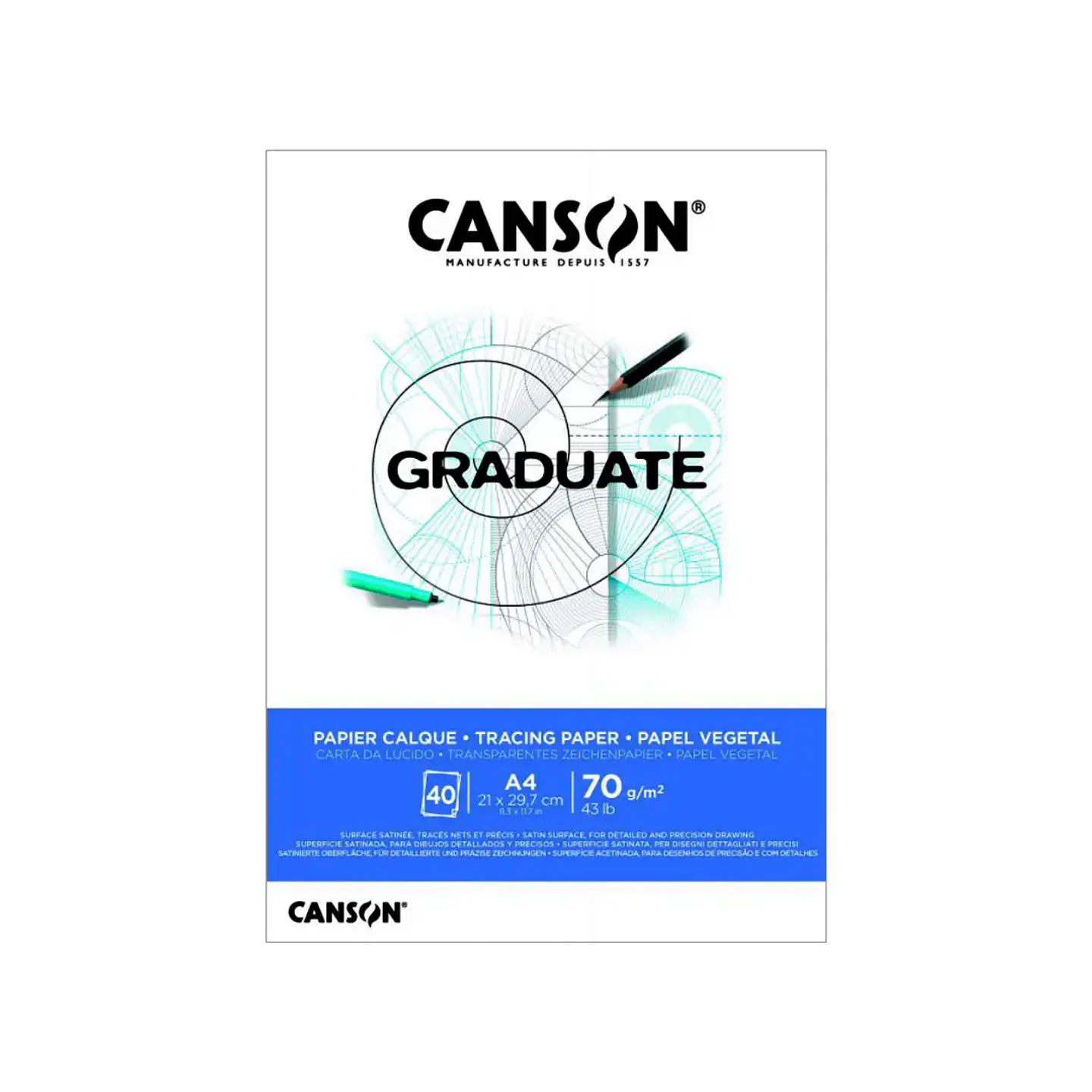 CANSON PAD GRADUATE PAPEL VEGETAL A4 1