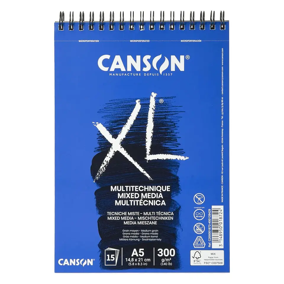 CANSON CROQUERA XL MIX MEDIA A5 14.8X21 CM 15H 300G  1