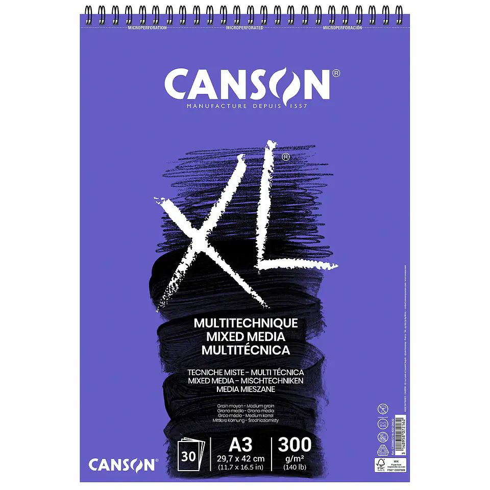 CANSON CROQUERA XL MIX MEDIA A3 29.7X42 CM 30H 300G  1