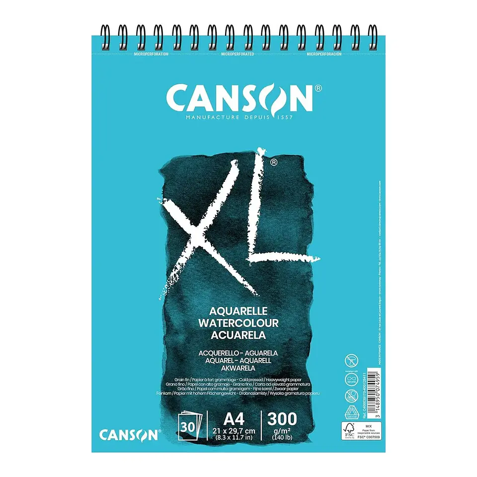 CANSON CROQUERA XL ACUARELA A4 21X29.7 CM 30 H 300G  1