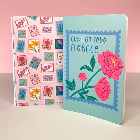SET DE 2 LIBRETAS VIAJE FLORAL 
