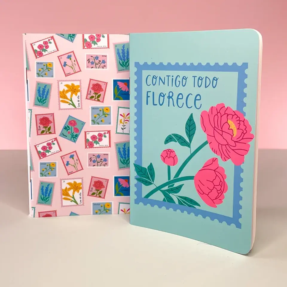SET DE 2 LIBRETAS VIAJE FLORAL  1