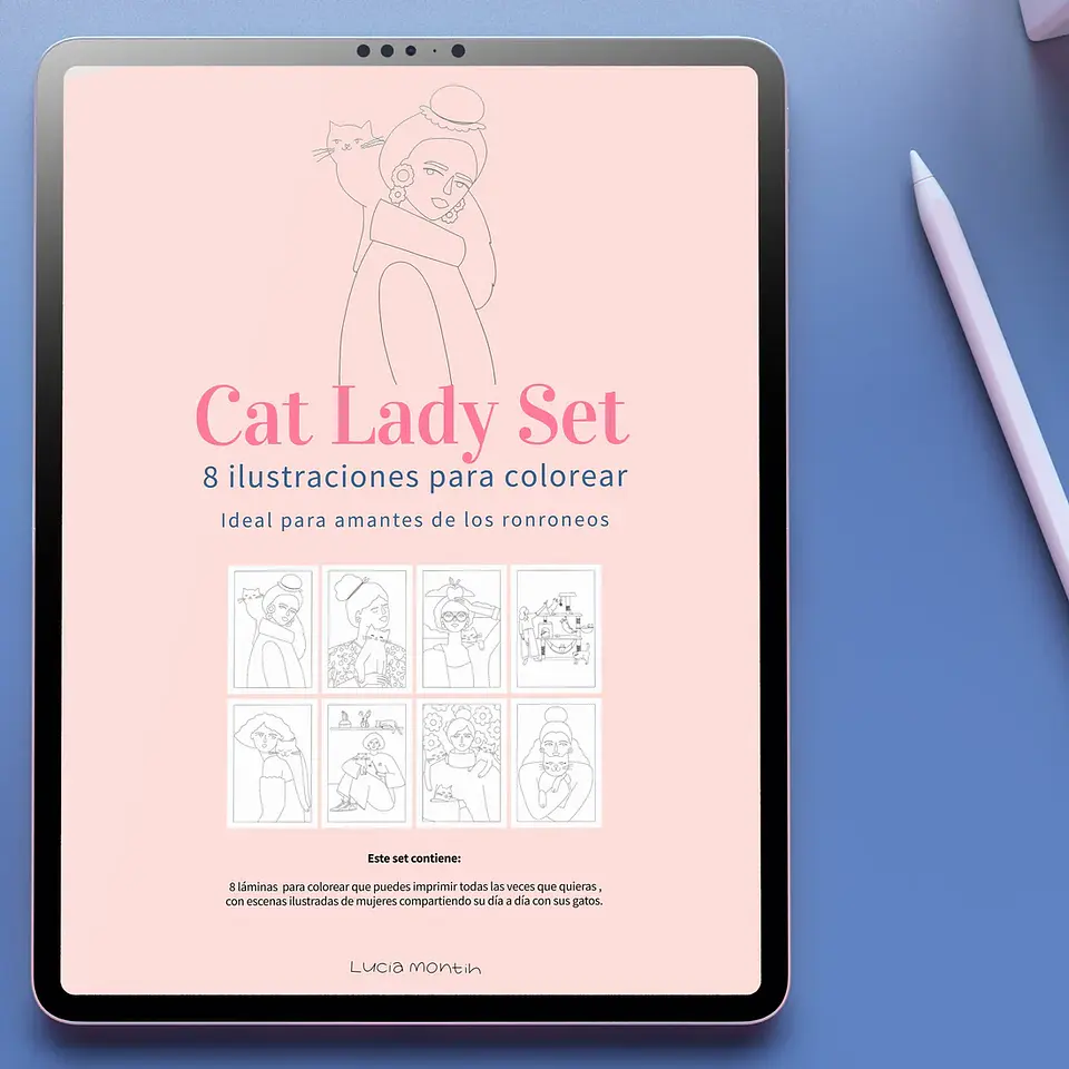 CAT LADY SET LÁMINAS PARA COLOREAR  1