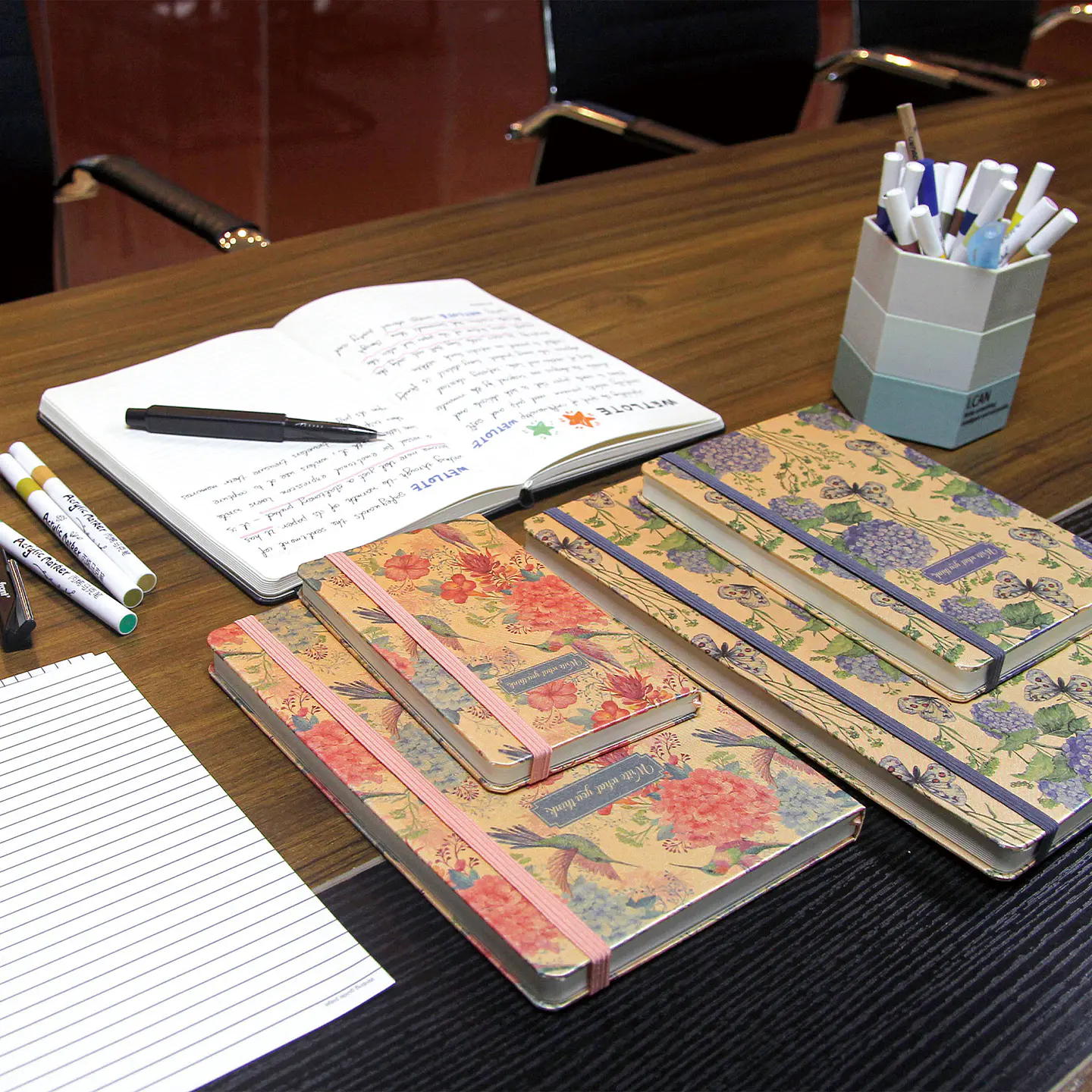 PACK CUADERNO A6 WETLOTE TAPA DURA FLORES PAPEL CON LINEAS 9