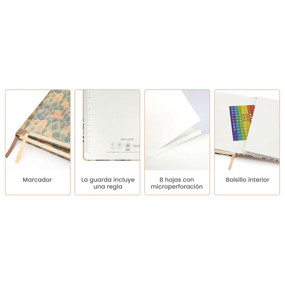 PACK CUADERNO A6 WETLOTE TAPA DURA SELVA PAPEL CON LINEA 5