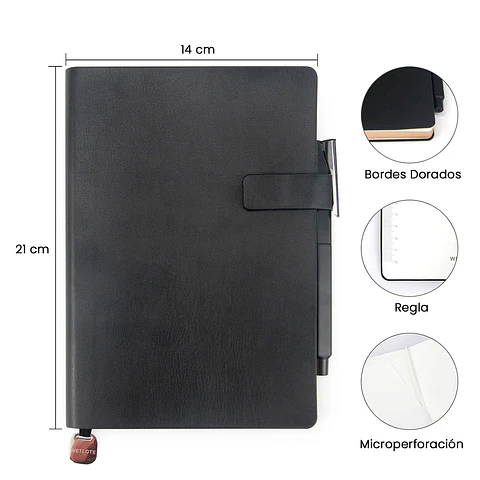 BOX WETLOTE LIBRETA A5 FLEXIBLE BLACK PAPEL LINEAS