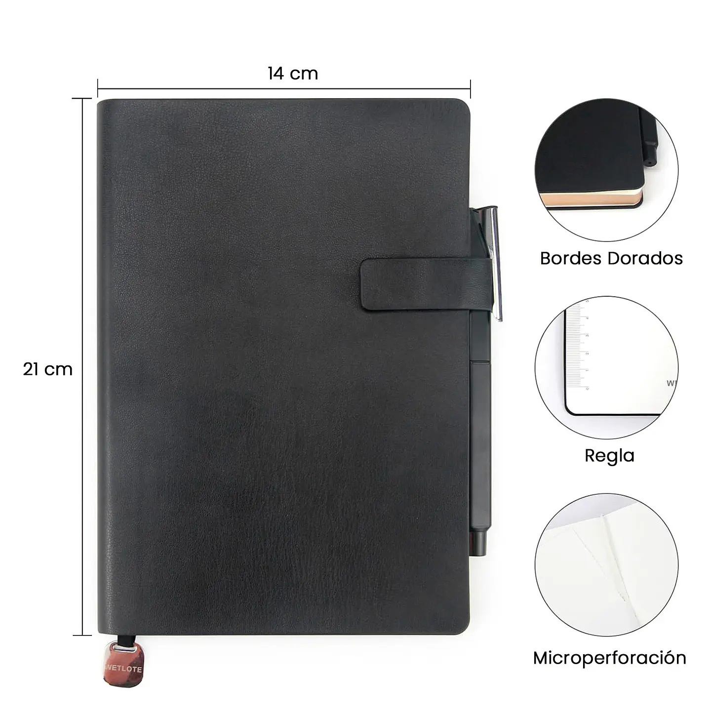 BOX WETLOTE LIBRETA A5 FLEXIBLE BLACK PAPEL LINEAS 2