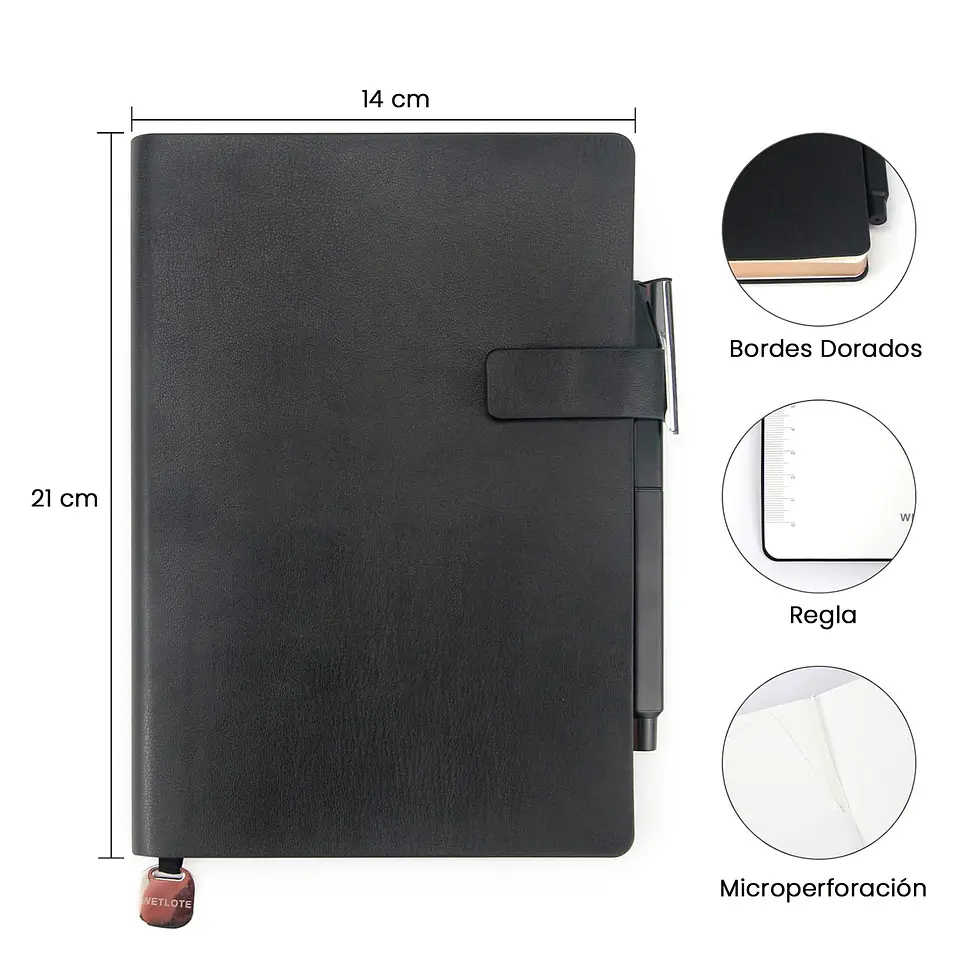 BOX WETLOTE LIBRETA A5 FLEXIBLE BLACK PAPEL LINEAS 2
