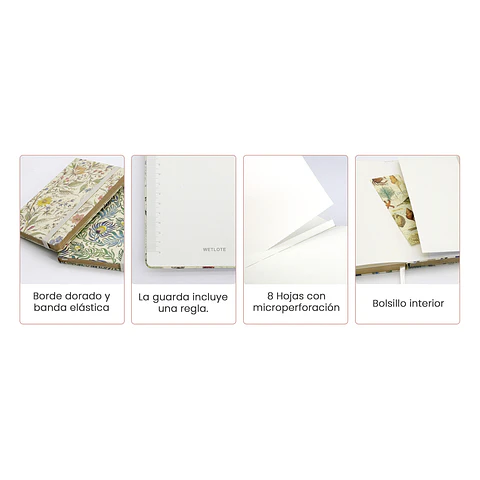 CUADERNO A5 WETLOTE DE TAPA DURA PRIMAVERA PAPEL LINEAS