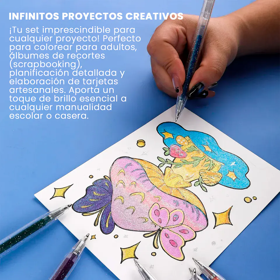 SET DE 18 LÁPICES RETRÁCTILES GEL GLITTER  6