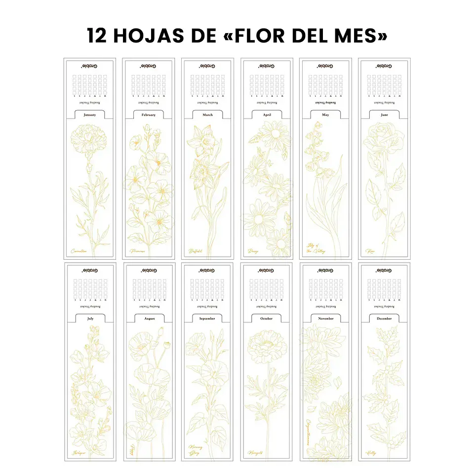 12 MARCAPÁGINAS PARA COLOREAR – EDICIÓN FLORES  3