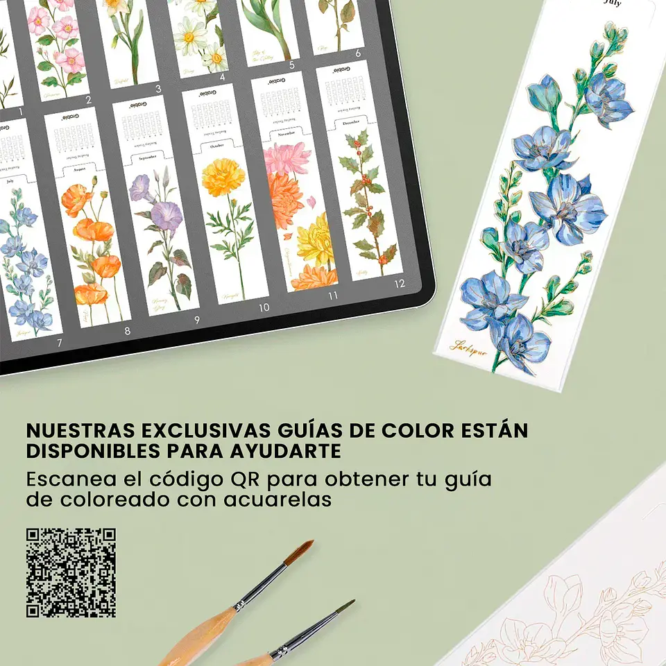 12 MARCAPÁGINAS PARA COLOREAR – EDICIÓN FLORES  6
