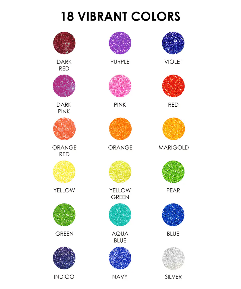 SET DE 18 BOLÍGRAFOS GLITTER GEL  2