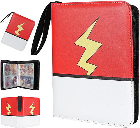 Álbum para cartas coleccionables con cremallera: 400 bolsillos doble cara y 50 fundas (rojo/blanco)