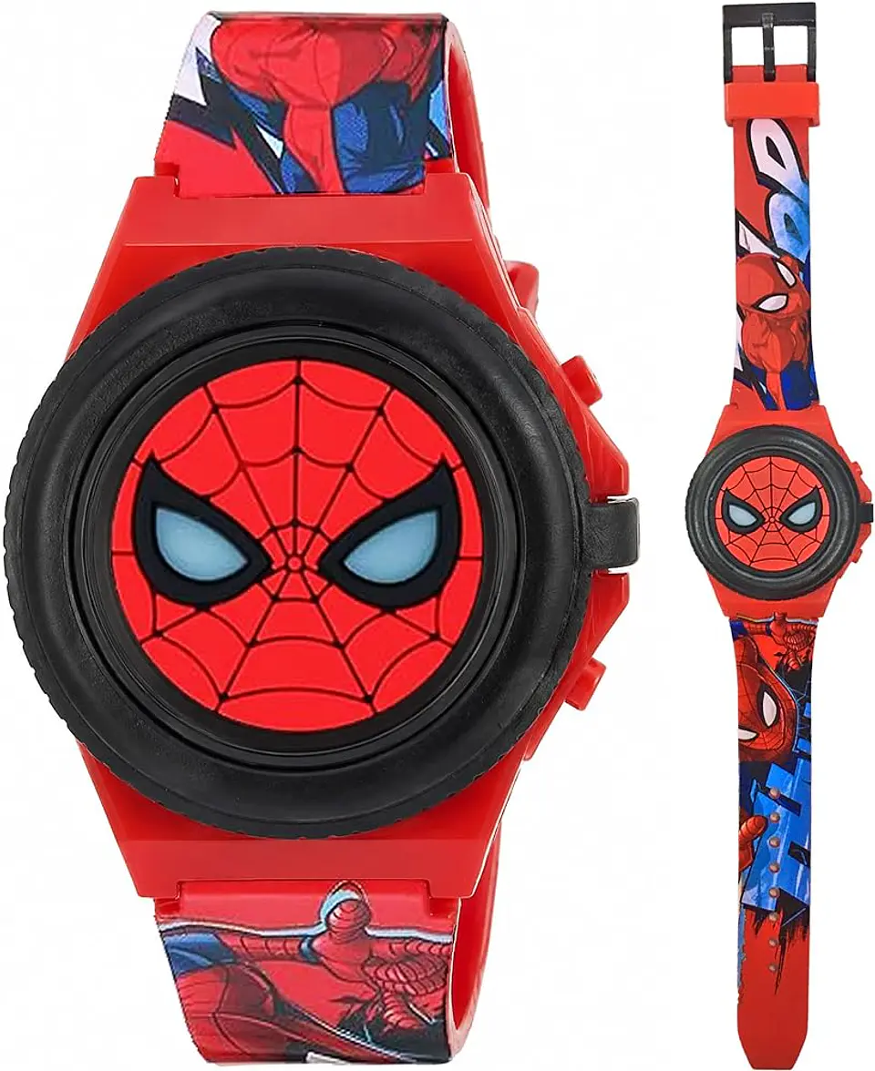Reloj para niños Marvel Spider-Man con pantalla digital, tapa con luces y correa ajustable 1