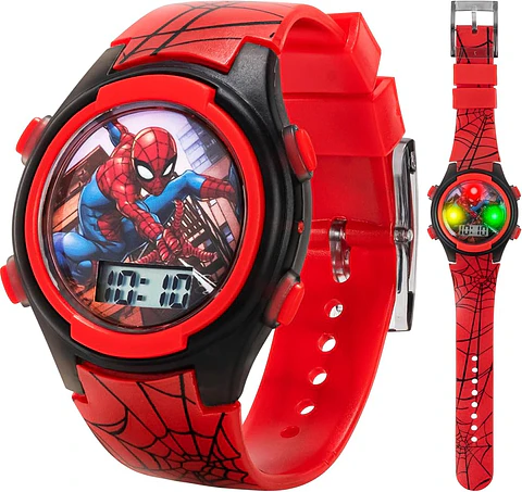 Reloj para niños Marvel Spider-Man con pantalla digital y luces (rojo/negro)