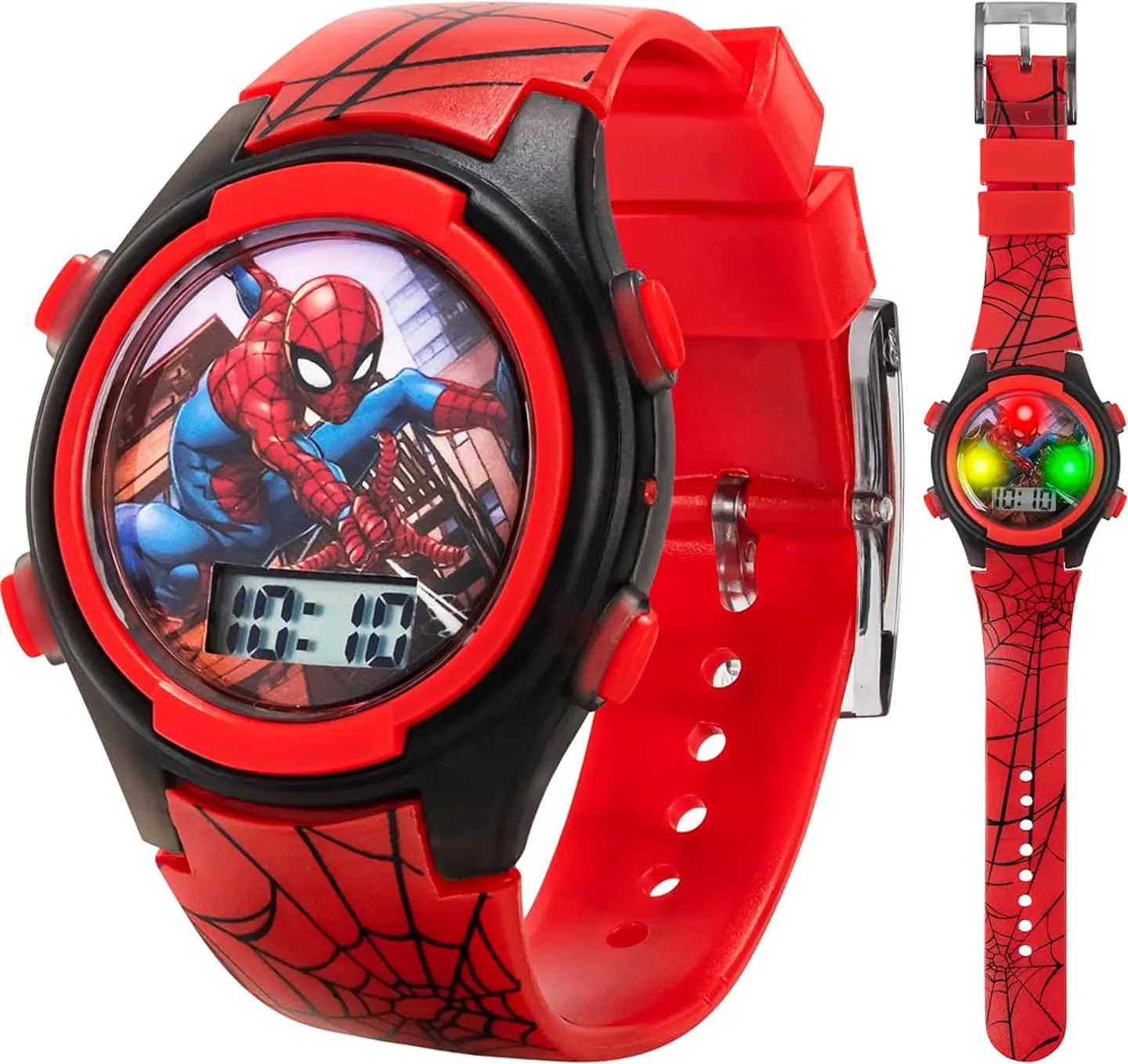 Reloj para niños Marvel Spider-Man con pantalla digital y luces (rojo/negro) 1