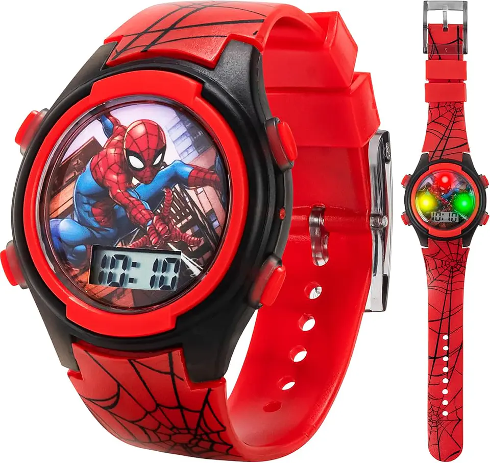 Reloj para niños Marvel Spider-Man con pantalla digital y luces (rojo/negro) 1