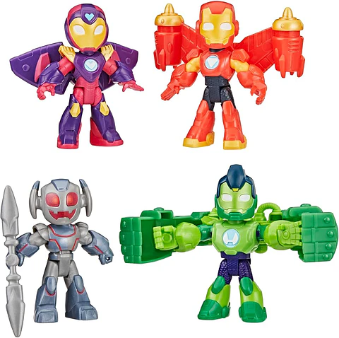 Marvel Iron Man and His Awesome Friends: Pack de 4 figuras Iron Armor (8 cm)